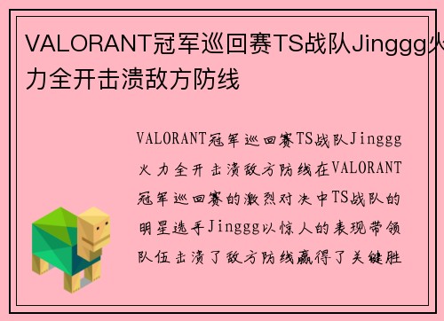 VALORANT冠军巡回赛TS战队Jinggg火力全开击溃敌方防线