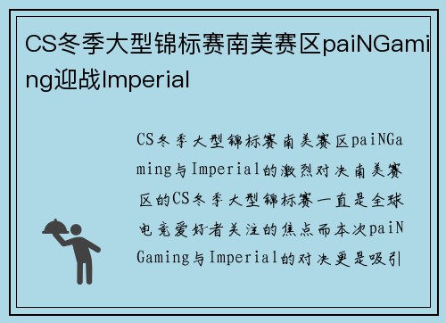 CS冬季大型锦标赛南美赛区paiNGaming迎战Imperial