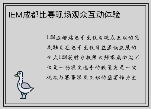 IEM成都比赛现场观众互动体验