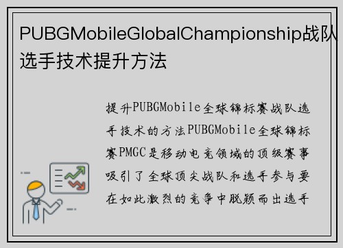 PUBGMobileGlobalChampionship战队选手技术提升方法