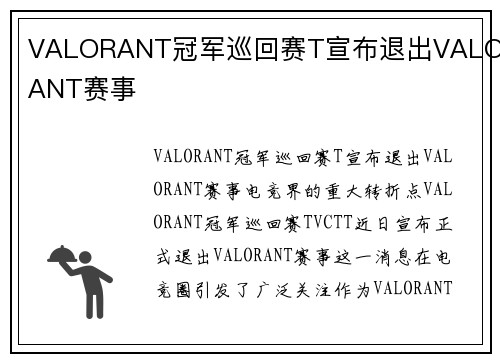 VALORANT冠军巡回赛T宣布退出VALORANT赛事
